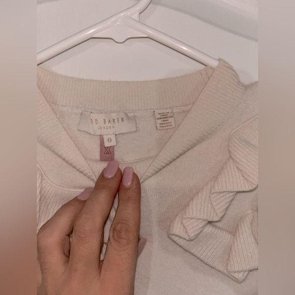 Ted Baker 🎀 | Pallege Frill Sleeve and Shoulder Jumper - Ivory - Picture 10 of 12